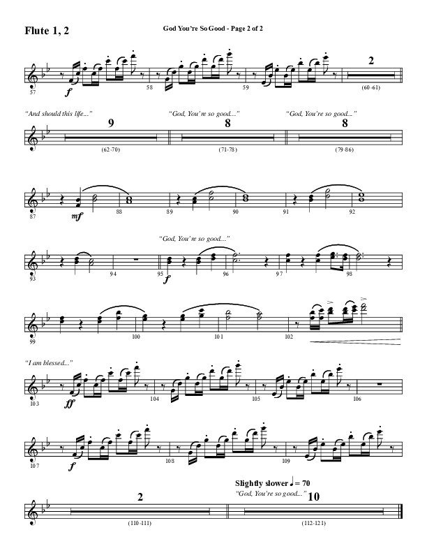 God You're So Good (Choral Anthem SATB) Flute 1/2 (Word Music Choral / Arr. Jay Rouse)