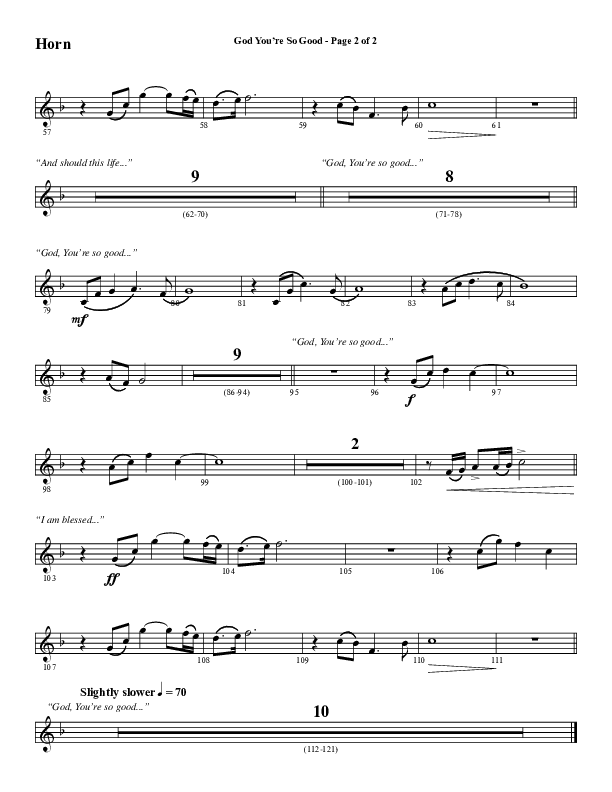 God You're So Good (Choral Anthem SATB) French Horn (Word Music Choral / Arr. Jay Rouse)