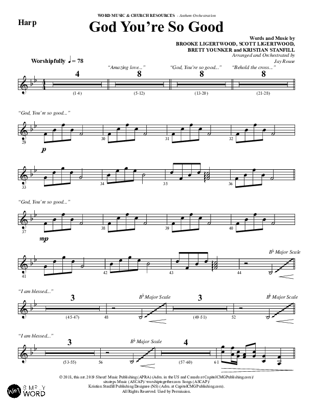 God You're So Good (Choral Anthem SATB) Harp (Word Music Choral / Arr. Jay Rouse)