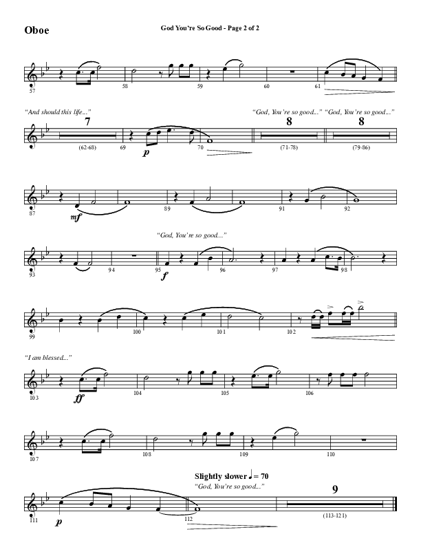 God You're So Good (Choral Anthem SATB) Oboe (Word Music Choral / Arr. Jay Rouse)