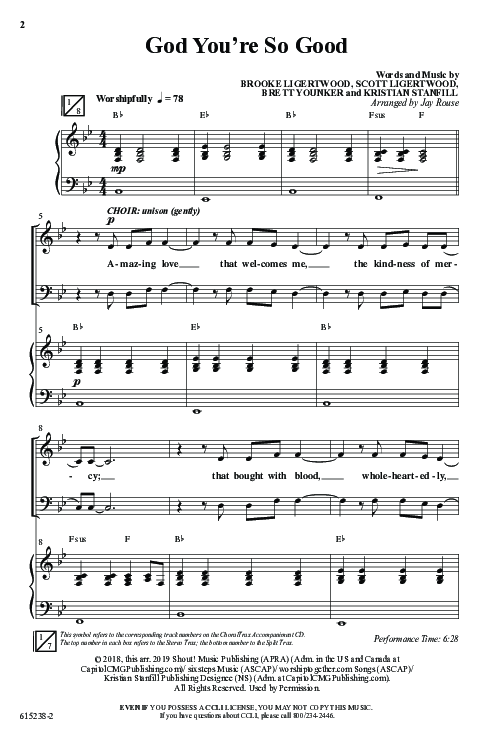 God You're So Good (Choral Anthem SATB) Anthem (SATB/Piano) (Word Music Choral / Arr. Jay Rouse)