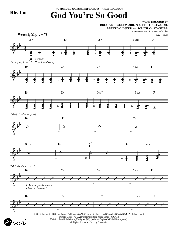 God You're So Good (Choral Anthem SATB) Rhythm Chart (Word Music Choral / Arr. Jay Rouse)