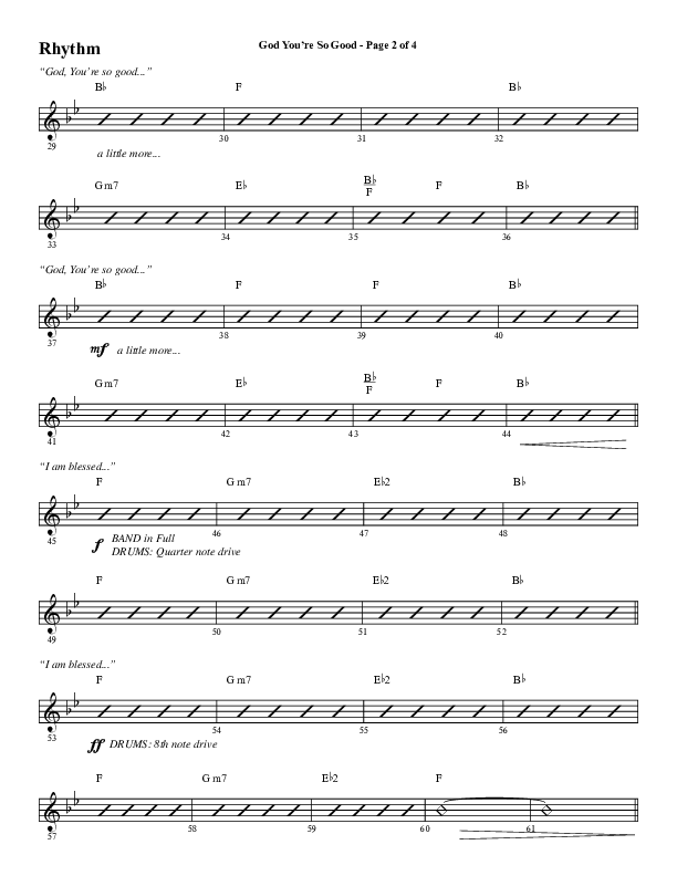 God You're So Good (Choral Anthem SATB) Rhythm Chart (Word Music Choral / Arr. Jay Rouse)