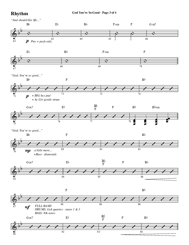 God You're So Good (Choral Anthem SATB) Rhythm Chart (Word Music Choral / Arr. Jay Rouse)