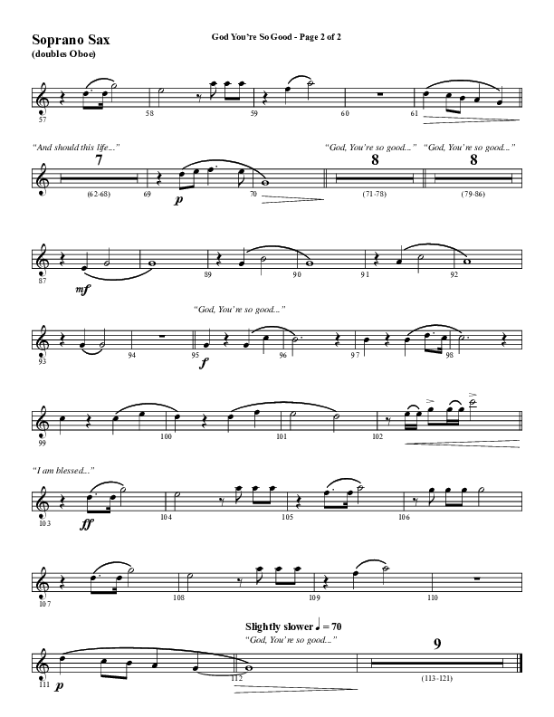 God You're So Good (Choral Anthem SATB) Soprano Sax (Word Music Choral / Arr. Jay Rouse)