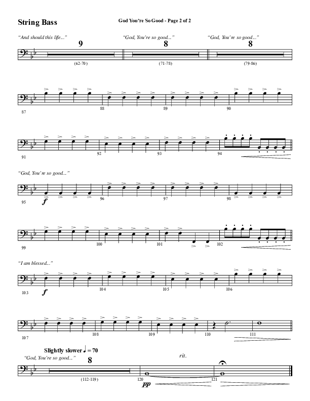 God You're So Good (Choral Anthem SATB) String Bass (Word Music Choral / Arr. Jay Rouse)