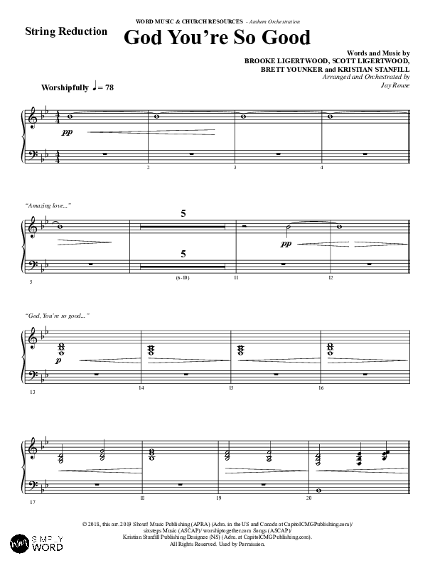 God You're So Good (Choral Anthem SATB) String Reduction (Word Music Choral / Arr. Jay Rouse)
