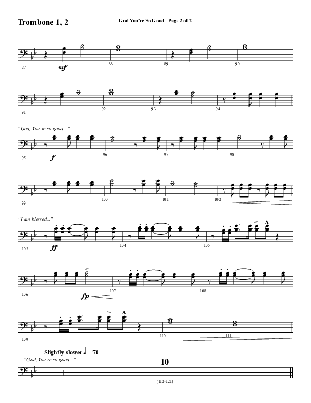 God You're So Good (Choral Anthem SATB) Trombone 1/2 (Word Music Choral / Arr. Jay Rouse)
