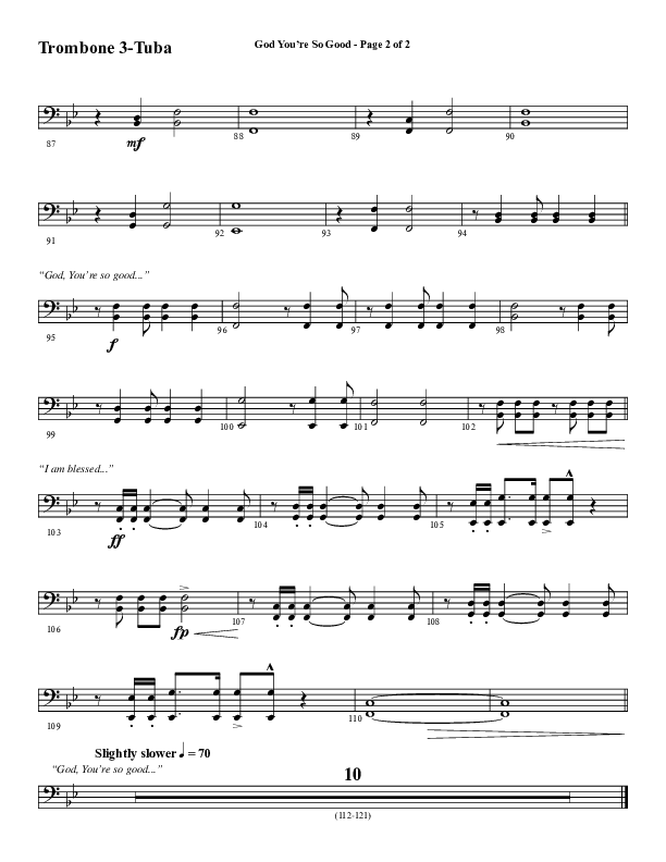God You're So Good (Choral Anthem SATB) Trombone 3/Tuba (Word Music Choral / Arr. Jay Rouse)