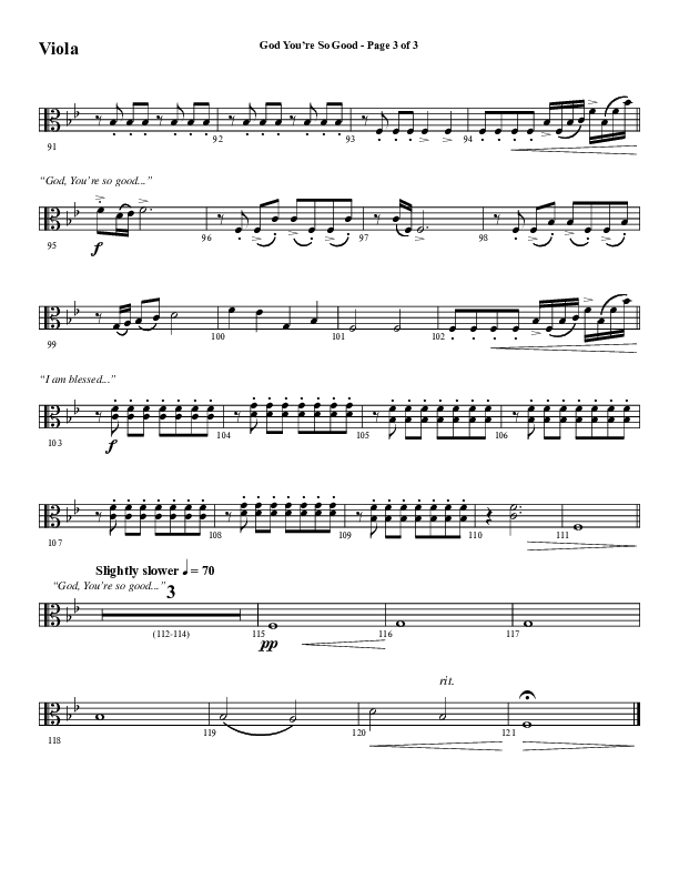God You're So Good (Choral Anthem SATB) Viola (Word Music Choral / Arr. Jay Rouse)