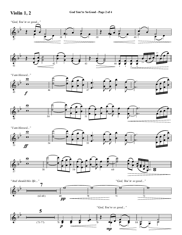 God You're So Good (Choral Anthem SATB) Violin 1/2 (Word Music Choral / Arr. Jay Rouse)