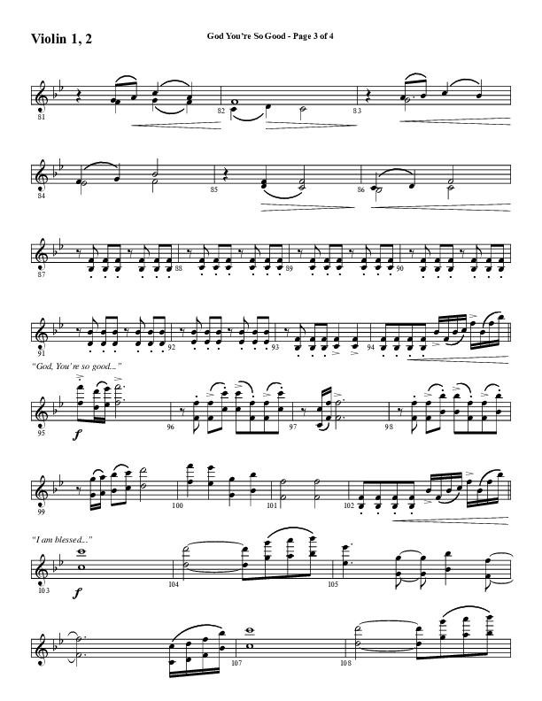 God You're So Good (Choral Anthem SATB) Violin 1/2 (Word Music Choral / Arr. Jay Rouse)