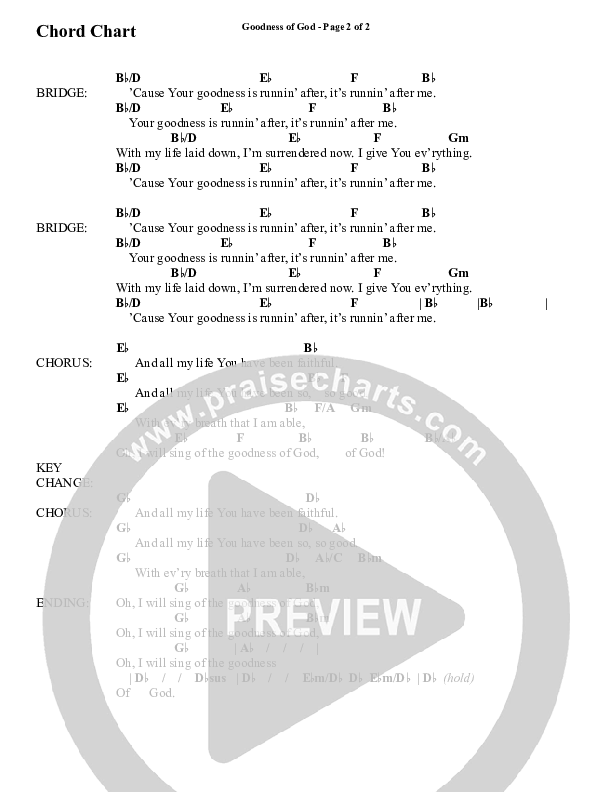 Goodness Of God (Choral Anthem SATB) Chord Chart (Word Music Choral / Arr. Jay Rouse)