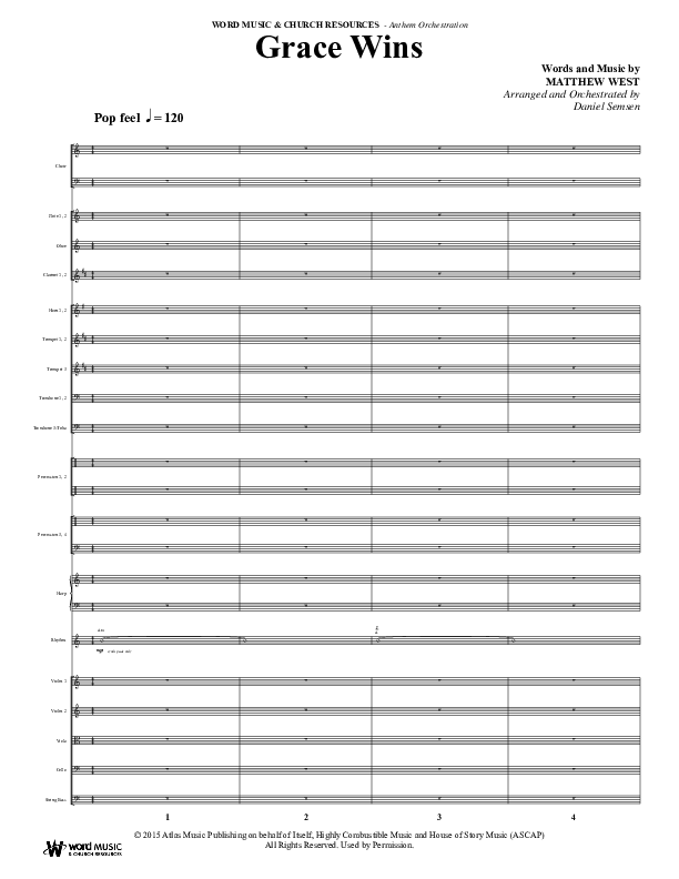 Grace Wins (Choral Anthem SATB) Orchestration (Word Music Choral / Arr. Daniel Semsen)