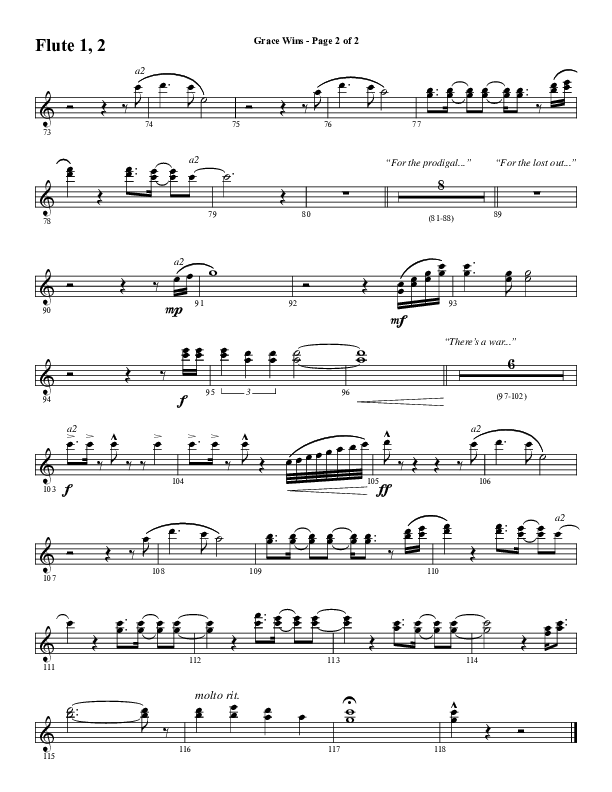 Grace Wins (Choral Anthem SATB) Flute 1/2 (Word Music Choral / Arr. Daniel Semsen)