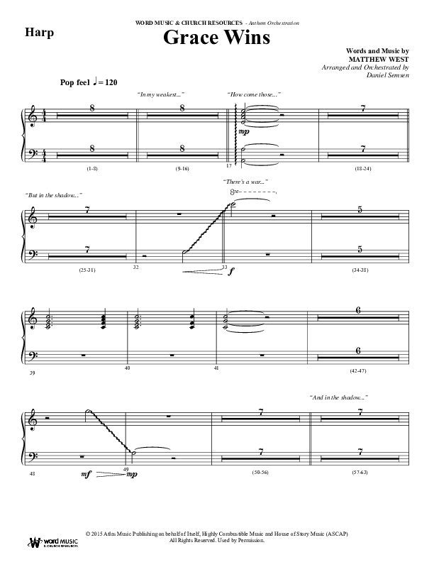 Grace Wins (Choral Anthem SATB) Harp (Word Music Choral / Arr. Daniel Semsen)