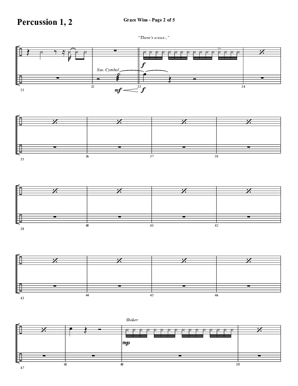 Grace Wins (Choral Anthem SATB) Percussion (Word Music Choral / Arr. Daniel Semsen)