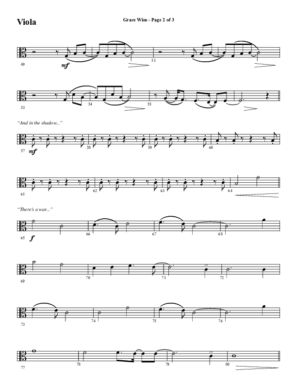 Grace Wins (Choral Anthem SATB) Viola (Word Music Choral / Arr. Daniel Semsen)