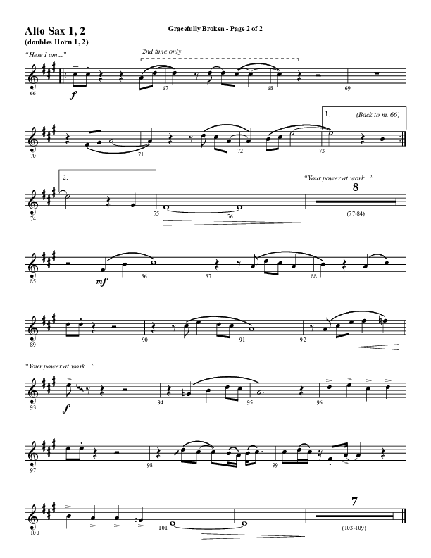 Gracefully Broken (Choral Anthem SATB) Alto Sax 1/2 (Word Music Choral / Arr. David Wise)