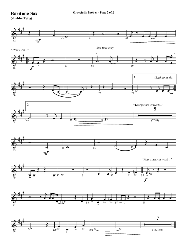 Gracefully Broken (Choral Anthem SATB) Bari Sax (Word Music Choral / Arr. David Wise)