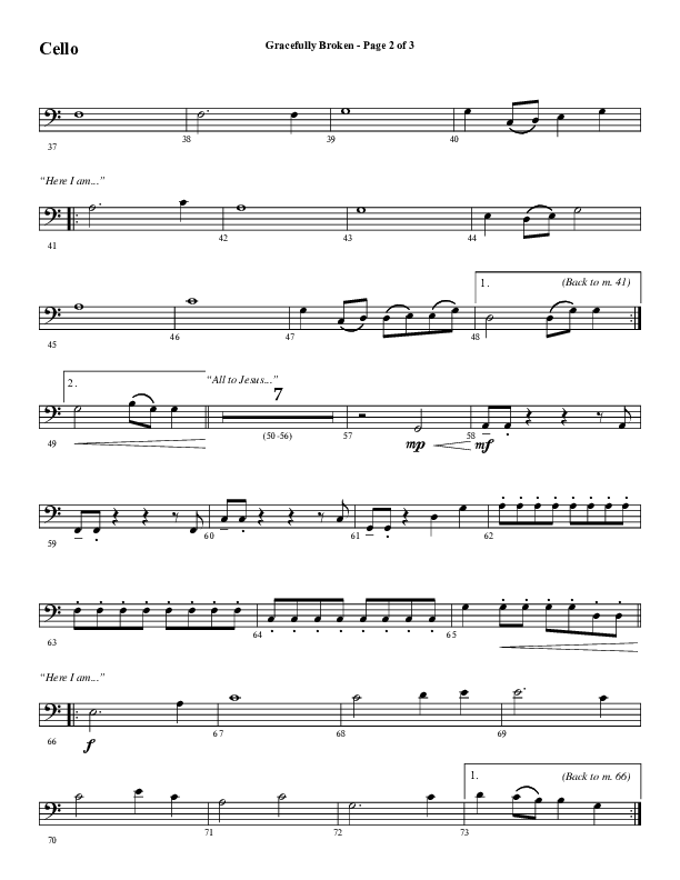 Gracefully Broken (Choral Anthem SATB) Cello (Word Music Choral / Arr. David Wise)