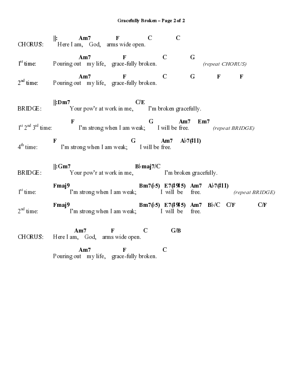 Gracefully Broken (Choral Anthem SATB) Chord Chart (Word Music Choral / Arr. David Wise)