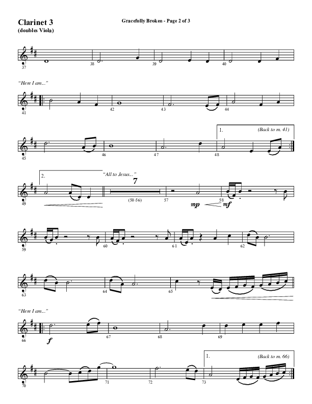 Gracefully Broken (Choral Anthem SATB) Clarinet 3 (Word Music Choral / Arr. David Wise)
