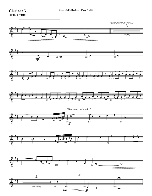 Gracefully Broken (Choral Anthem SATB) Clarinet 3 (Word Music Choral / Arr. David Wise)