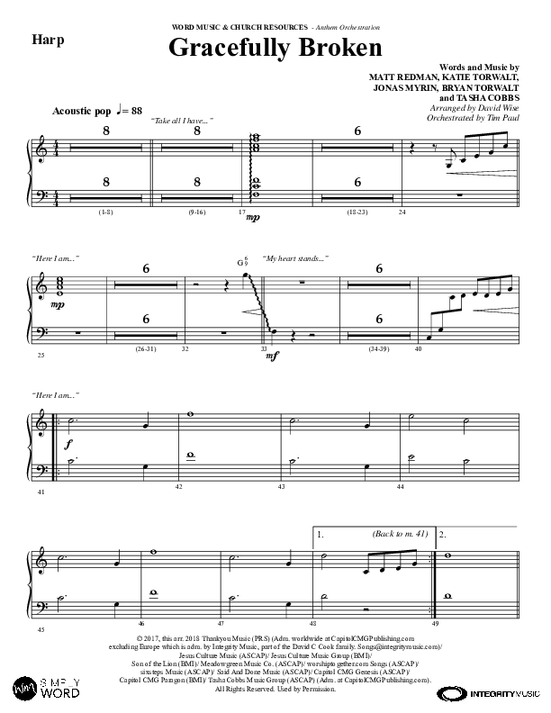 Gracefully Broken (Choral Anthem SATB) Harp (Word Music Choral / Arr. David Wise)