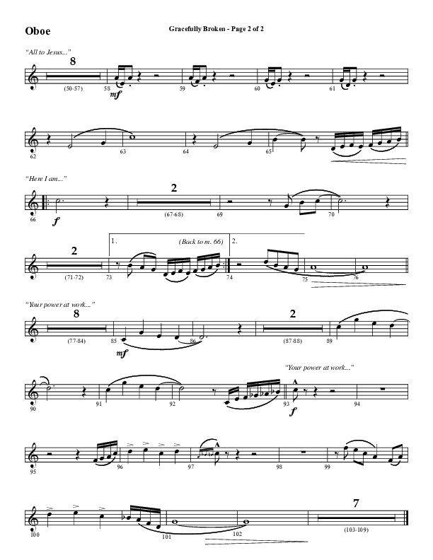 Gracefully Broken (Choral Anthem SATB) Oboe (Word Music Choral / Arr. David Wise)