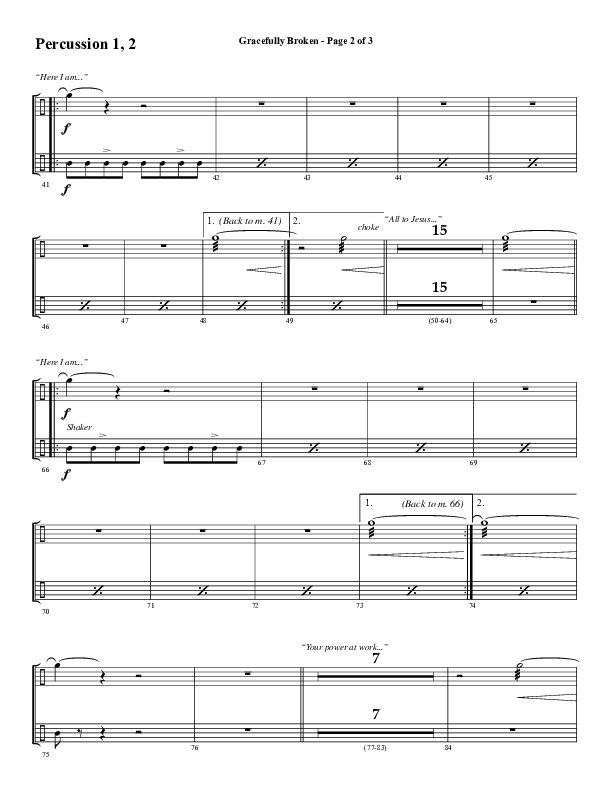 Gracefully Broken (Choral Anthem SATB) Percussion (Word Music Choral / Arr. David Wise)