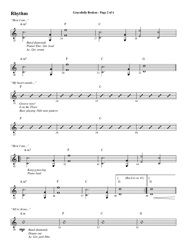 Gracefully Broken (Choral Anthem SATB) Rhythm Chart (Word Music Choral / Arr. David Wise)