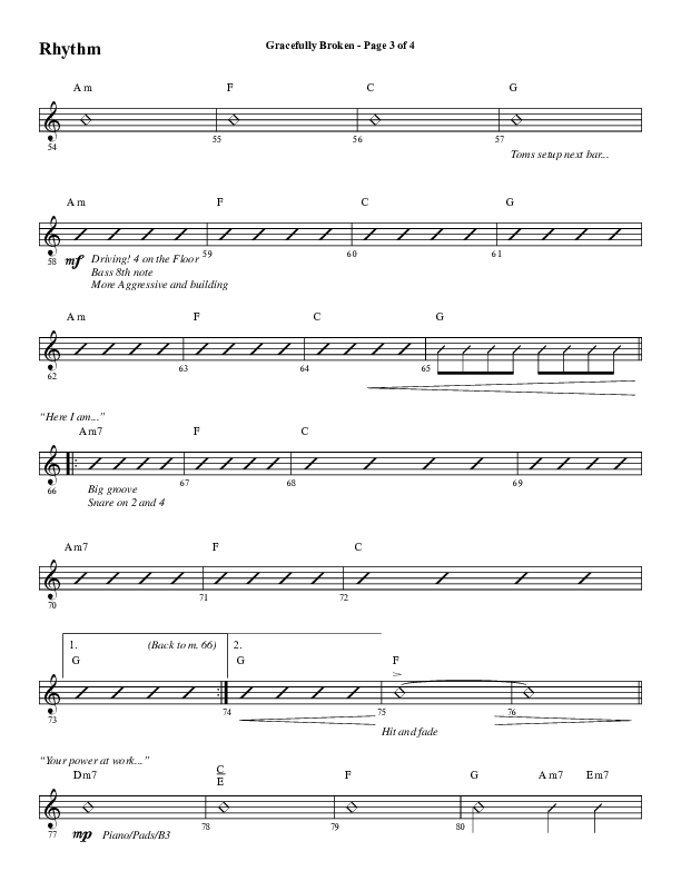 Gracefully Broken (Choral Anthem SATB) Rhythm Chart (Word Music Choral / Arr. David Wise)