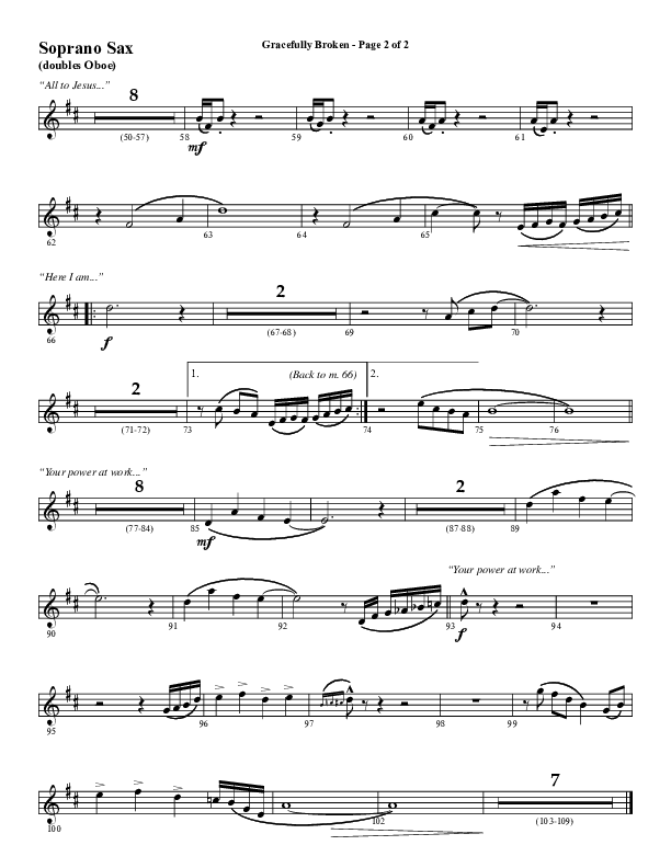 Gracefully Broken (Choral Anthem SATB) Soprano Sax (Word Music Choral / Arr. David Wise)