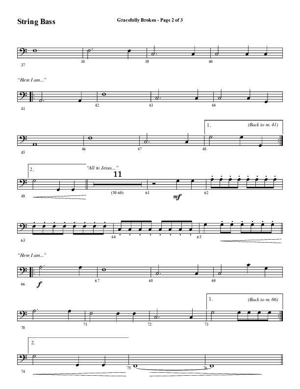 Gracefully Broken (Choral Anthem SATB) String Bass (Word Music Choral / Arr. David Wise)