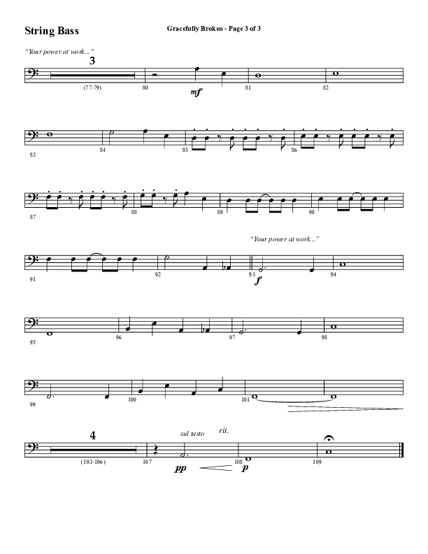 Gracefully Broken (Choral Anthem SATB) String Bass (Word Music Choral / Arr. David Wise)
