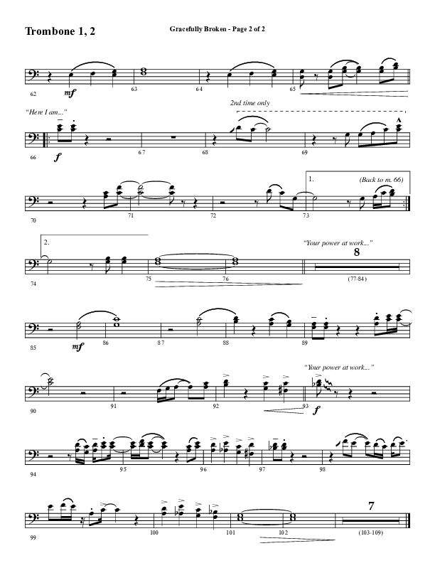 Gracefully Broken (Choral Anthem SATB) Trombone 1/2 (Word Music Choral / Arr. David Wise)