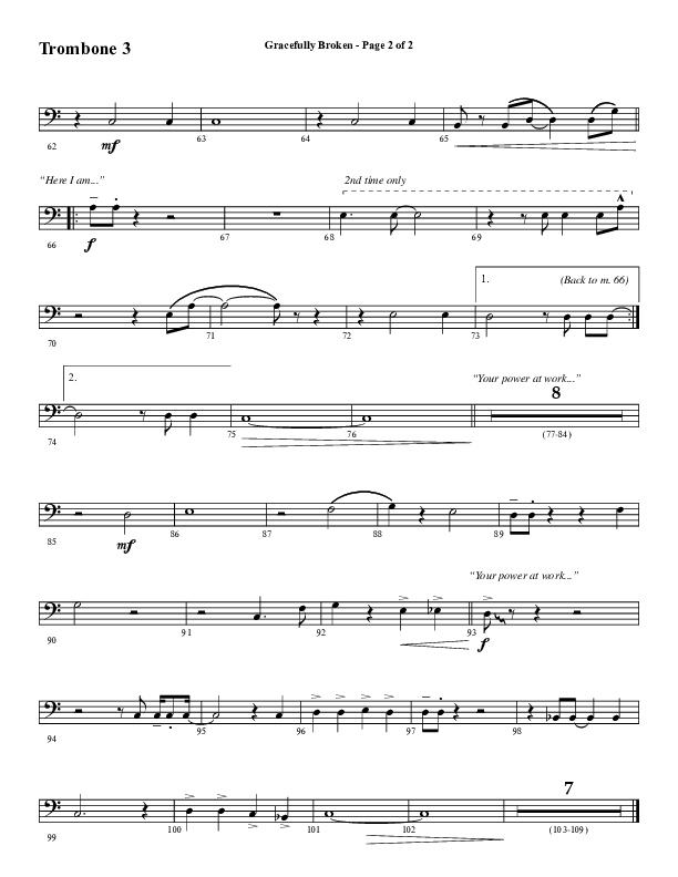 Gracefully Broken (Choral Anthem SATB) Trombone 3 (Word Music Choral / Arr. David Wise)