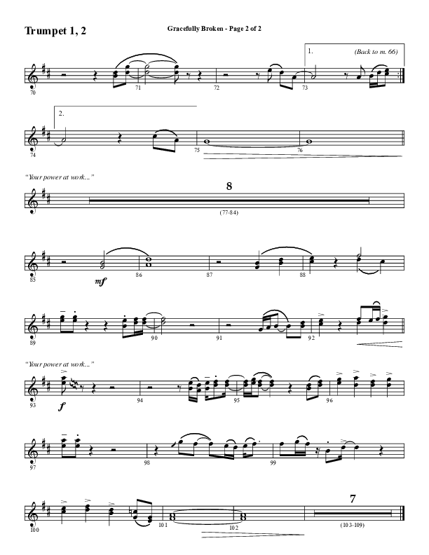 Gracefully Broken (Choral Anthem SATB) Trumpet 1,2 (Word Music Choral / Arr. David Wise)