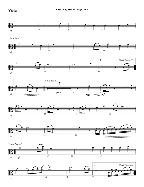 Gracefully Broken (Choral Anthem SATB) Viola (Word Music Choral / Arr. David Wise)