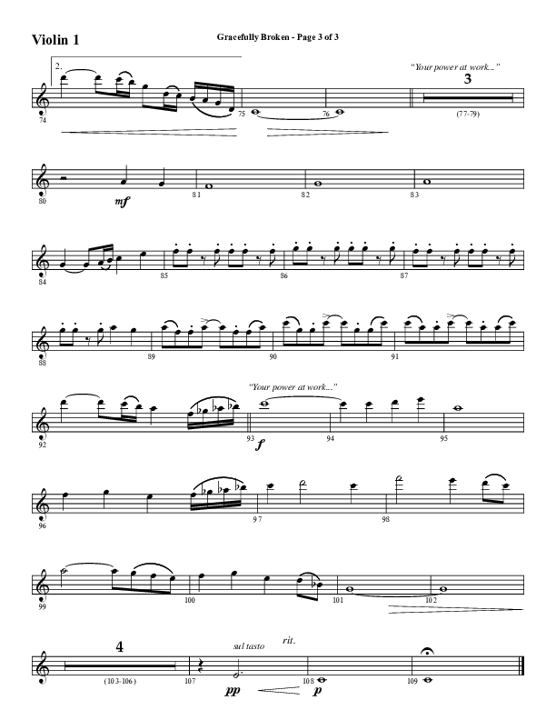 Gracefully Broken (Choral Anthem SATB) Violin 1 (Word Music Choral / Arr. David Wise)