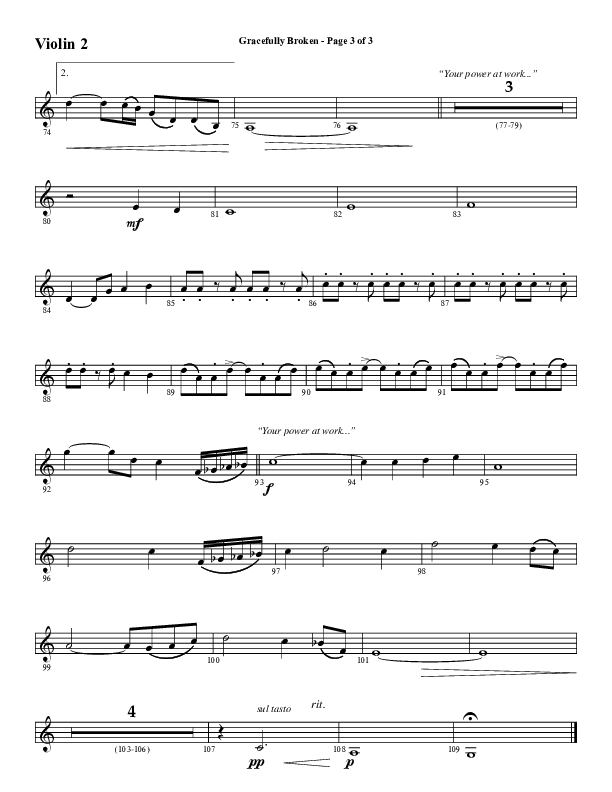 Gracefully Broken (Choral Anthem SATB) Violin 2 (Word Music Choral / Arr. David Wise)