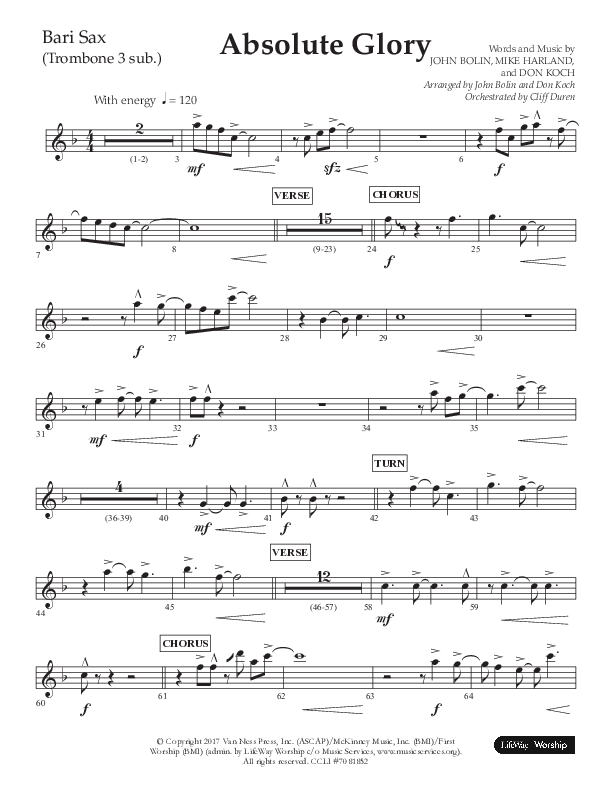 Absolute Glory (Choral Anthem SATB) Bari Sax (Lifeway Choral / Arr. John Bolin / Arr. Don Koch)