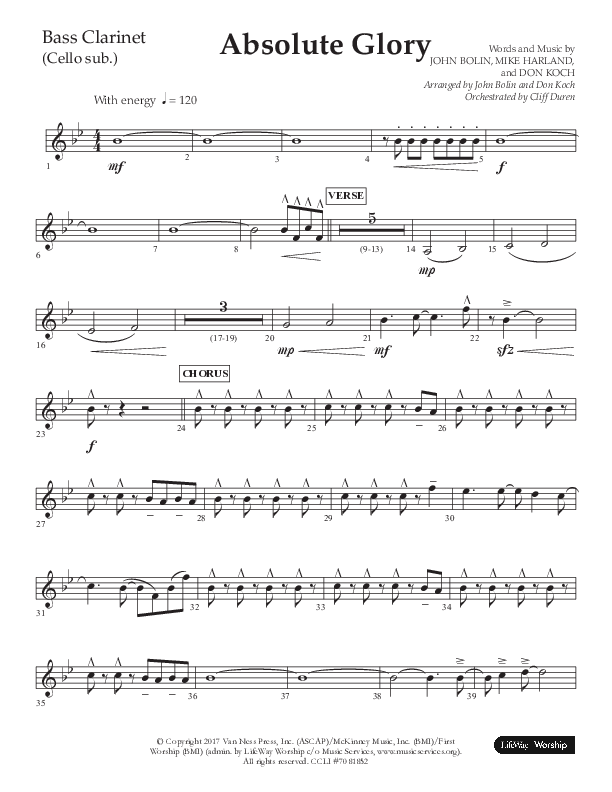 Absolute Glory (Choral Anthem SATB) Bass Clarinet (Lifeway Choral / Arr. John Bolin / Arr. Don Koch)