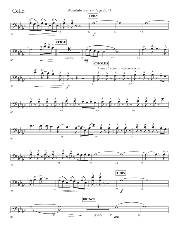 Absolute Glory (Choral Anthem SATB) Cello (Lifeway Choral / Arr. John Bolin / Arr. Don Koch)