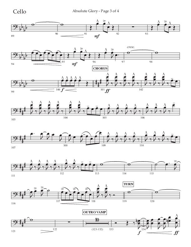 Absolute Glory (Choral Anthem SATB) Cello (Lifeway Choral / Arr. John Bolin / Arr. Don Koch)