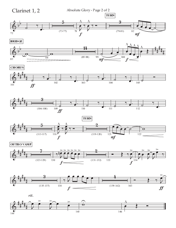 Absolute Glory (Choral Anthem SATB) Clarinet 1/2 (Lifeway Choral / Arr. John Bolin / Arr. Don Koch)