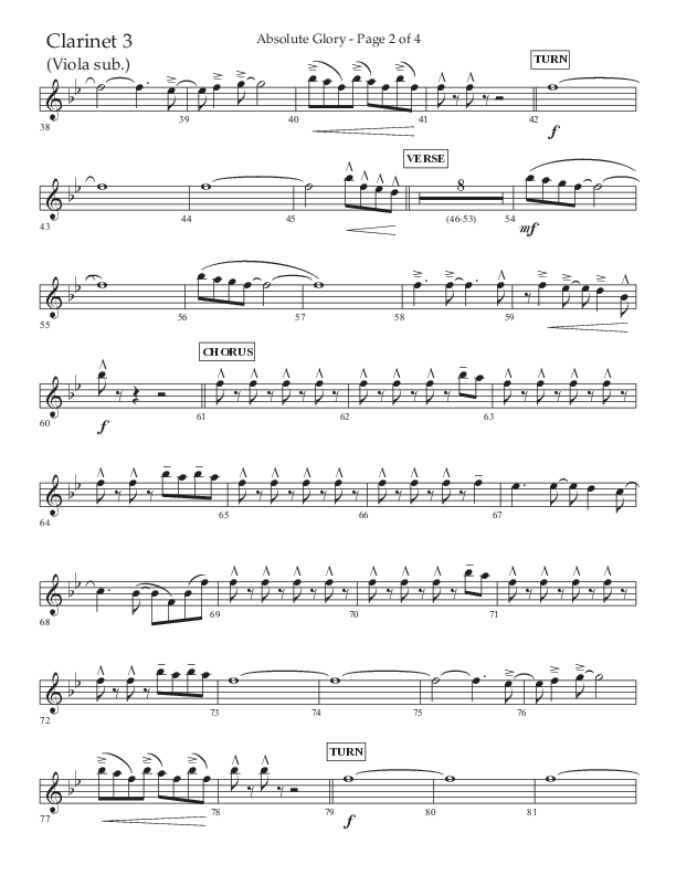 Absolute Glory (Choral Anthem SATB) Clarinet 3 (Lifeway Choral / Arr. John Bolin / Arr. Don Koch)