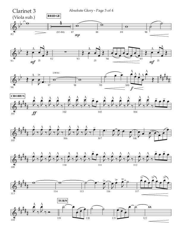 Absolute Glory (Choral Anthem SATB) Clarinet 3 (Lifeway Choral / Arr. John Bolin / Arr. Don Koch)