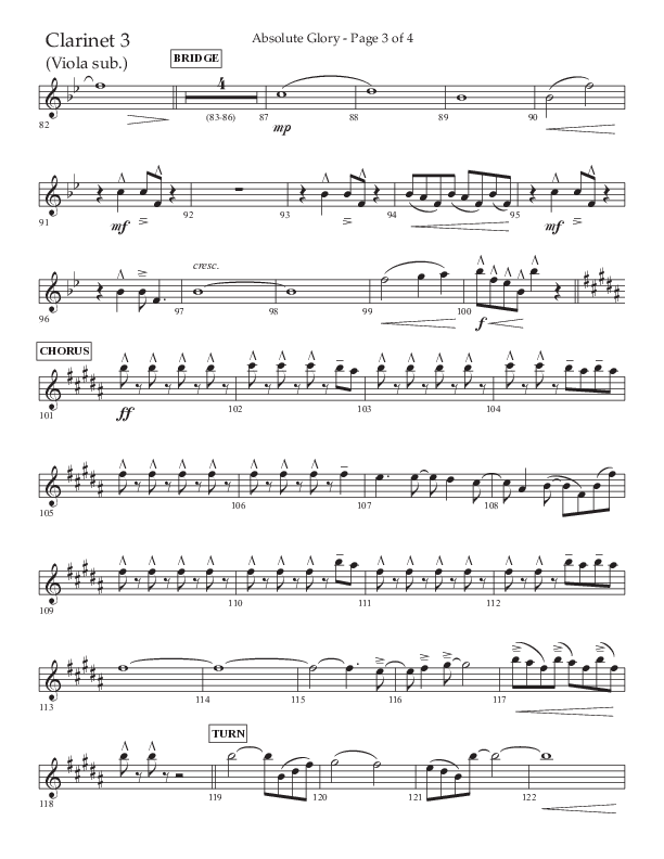 Absolute Glory (Choral Anthem SATB) Clarinet 3 (Lifeway Choral / Arr. John Bolin / Arr. Don Koch)